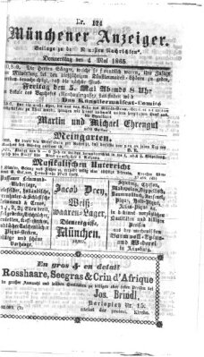 Münchener Anzeiger (Münchner neueste Nachrichten) Donnerstag 4. Mai 1865