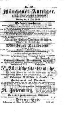 Münchener Anzeiger (Münchner neueste Nachrichten) Dienstag 9. Mai 1865