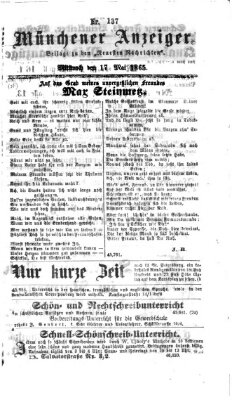 Münchener Anzeiger (Münchner neueste Nachrichten) Mittwoch 17. Mai 1865