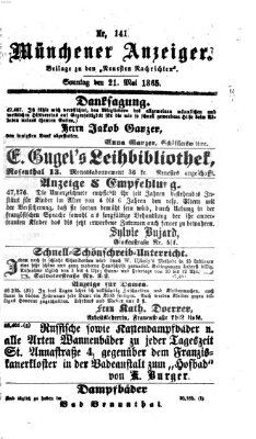 Münchener Anzeiger (Münchner neueste Nachrichten) Sonntag 21. Mai 1865