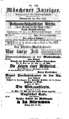 Münchener Anzeiger (Münchner neueste Nachrichten) Mittwoch 24. Mai 1865