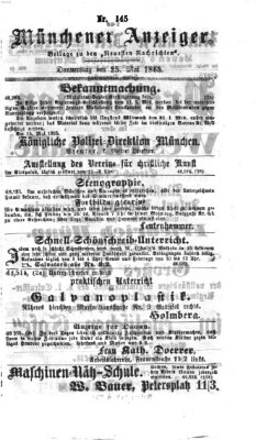 Münchener Anzeiger (Münchner neueste Nachrichten) Donnerstag 25. Mai 1865