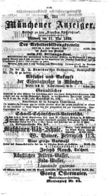 Münchener Anzeiger (Münchner neueste Nachrichten) Mittwoch 31. Mai 1865