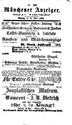 Münchener Anzeiger (Münchner neueste Nachrichten) Montag 5. Juni 1865