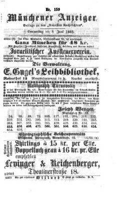 Münchener Anzeiger (Münchner neueste Nachrichten) Donnerstag 8. Juni 1865