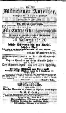 Münchener Anzeiger (Münchner neueste Nachrichten) Freitag 9. Juni 1865