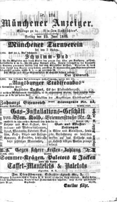 Münchener Anzeiger (Münchner neueste Nachrichten) Freitag 23. Juni 1865