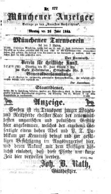 Münchener Anzeiger (Münchner neueste Nachrichten) Montag 26. Juni 1865