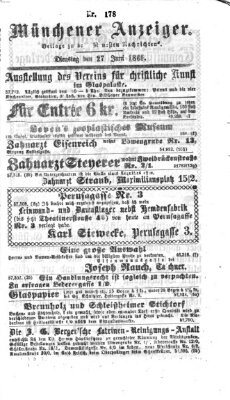 Münchener Anzeiger (Münchner neueste Nachrichten) Dienstag 27. Juni 1865