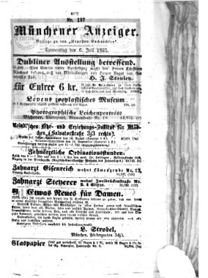 Münchener Anzeiger (Münchner neueste Nachrichten) Donnerstag 6. Juli 1865