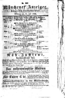 Münchener Anzeiger (Münchner neueste Nachrichten) Mittwoch 19. Juli 1865