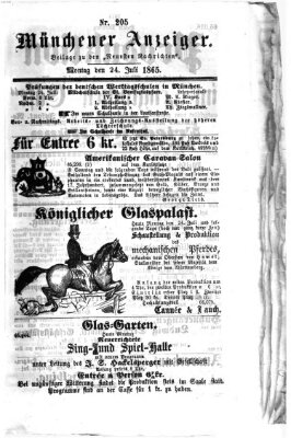 Münchener Anzeiger (Münchner neueste Nachrichten) Montag 24. Juli 1865