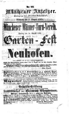 Münchener Anzeiger (Münchner neueste Nachrichten) Mittwoch 9. August 1865