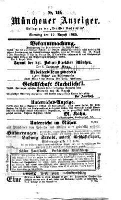 Münchener Anzeiger (Münchner neueste Nachrichten) Samstag 12. August 1865