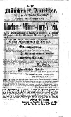 Münchener Anzeiger (Münchner neueste Nachrichten) Dienstag 15. August 1865