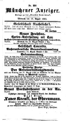 Münchener Anzeiger (Münchner neueste Nachrichten) Mittwoch 16. August 1865