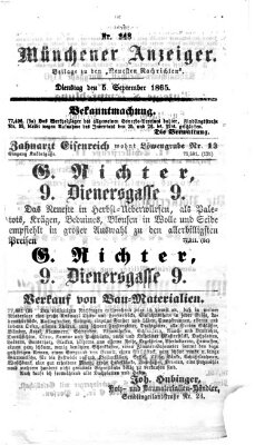 Münchener Anzeiger (Münchner neueste Nachrichten) Dienstag 5. September 1865