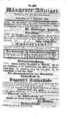 Münchener Anzeiger (Münchner neueste Nachrichten) Donnerstag 7. September 1865