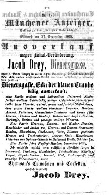 Münchener Anzeiger (Münchner neueste Nachrichten) Mittwoch 27. September 1865