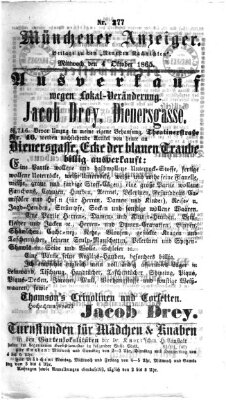 Münchener Anzeiger (Münchner neueste Nachrichten) Mittwoch 4. Oktober 1865