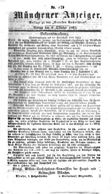 Münchener Anzeiger (Münchner neueste Nachrichten) Freitag 6. Oktober 1865