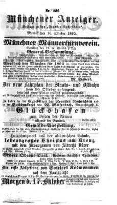 Münchener Anzeiger (Münchner neueste Nachrichten) Montag 16. Oktober 1865