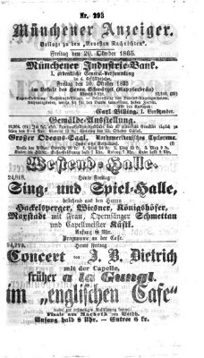 Münchener Anzeiger (Münchner neueste Nachrichten) Freitag 20. Oktober 1865