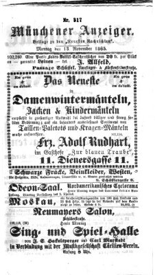 Münchener Anzeiger (Münchner neueste Nachrichten) Montag 13. November 1865