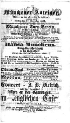 Münchener Anzeiger (Münchner neueste Nachrichten) Freitag 17. November 1865