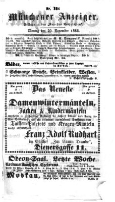 Münchener Anzeiger (Münchner neueste Nachrichten) Montag 20. November 1865