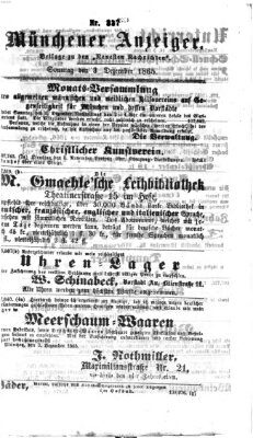 Münchener Anzeiger (Münchner neueste Nachrichten) Sonntag 3. Dezember 1865