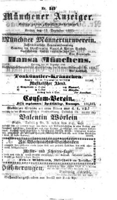 Münchener Anzeiger (Münchner neueste Nachrichten) Freitag 15. Dezember 1865