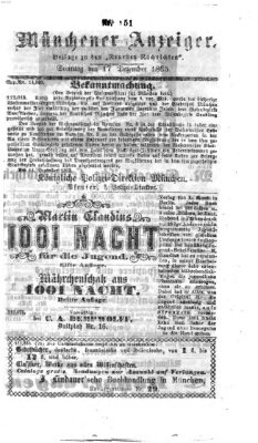 Münchener Anzeiger (Münchner neueste Nachrichten) Sonntag 17. Dezember 1865