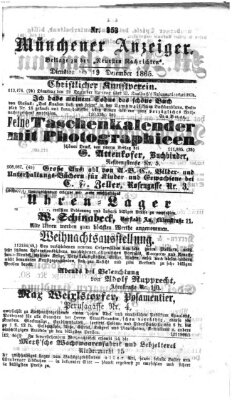 Münchener Anzeiger (Münchner neueste Nachrichten) Dienstag 19. Dezember 1865