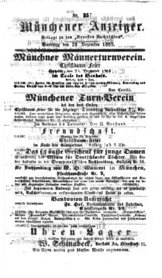 Münchener Anzeiger (Münchner neueste Nachrichten) Samstag 23. Dezember 1865