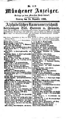 Münchener Anzeiger (Münchner neueste Nachrichten) Sonntag 24. Dezember 1865