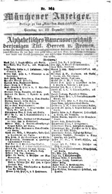 Münchener Anzeiger (Münchner neueste Nachrichten) Samstag 30. Dezember 1865