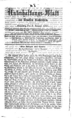 Neueste Nachrichten aus dem Gebiete der Politik. Unterhaltungs-Blatt der Neuesten Nachrichten (Münchner neueste Nachrichten) Sonntag 8. Januar 1865