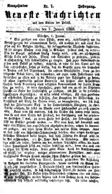 Neueste Nachrichten aus dem Gebiete der Politik (Münchner neueste Nachrichten) Sonntag 7. Januar 1866