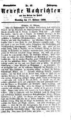 Neueste Nachrichten aus dem Gebiete der Politik (Münchner neueste Nachrichten) Samstag 17. Februar 1866