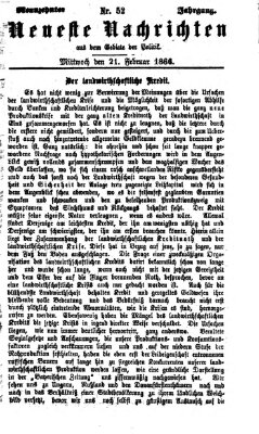 Neueste Nachrichten aus dem Gebiete der Politik (Münchner neueste Nachrichten) Mittwoch 21. Februar 1866