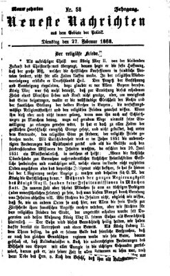 Neueste Nachrichten aus dem Gebiete der Politik (Münchner neueste Nachrichten) Dienstag 27. Februar 1866