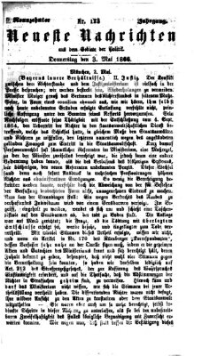 Neueste Nachrichten aus dem Gebiete der Politik (Münchner neueste Nachrichten) Donnerstag 3. Mai 1866