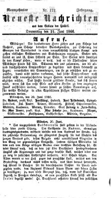 Neueste Nachrichten aus dem Gebiete der Politik (Münchner neueste Nachrichten) Donnerstag 21. Juni 1866