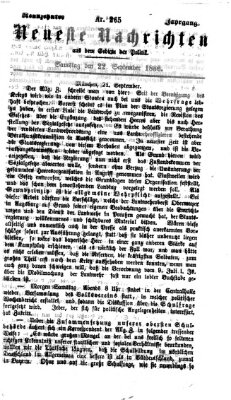 Neueste Nachrichten aus dem Gebiete der Politik (Münchner neueste Nachrichten) Samstag 22. September 1866