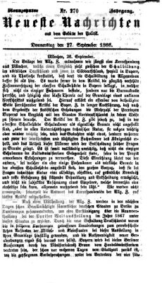 Neueste Nachrichten aus dem Gebiete der Politik (Münchner neueste Nachrichten) Donnerstag 27. September 1866