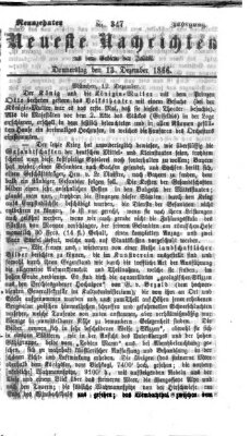 Neueste Nachrichten aus dem Gebiete der Politik (Münchner neueste Nachrichten) Donnerstag 13. Dezember 1866