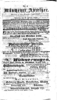 Münchener Anzeiger (Münchner neueste Nachrichten) Samstag 6. Januar 1866