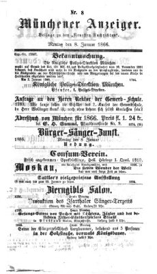 Münchener Anzeiger (Münchner neueste Nachrichten) Montag 8. Januar 1866