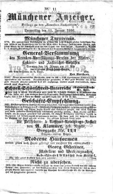 Münchener Anzeiger (Münchner neueste Nachrichten) Donnerstag 11. Januar 1866